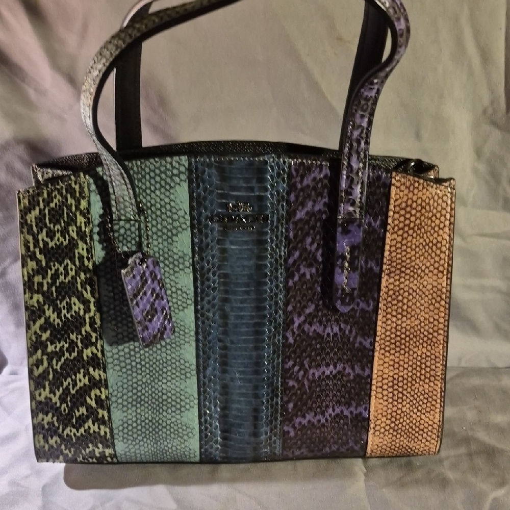 Coach Multicolor Snakeskin Tote